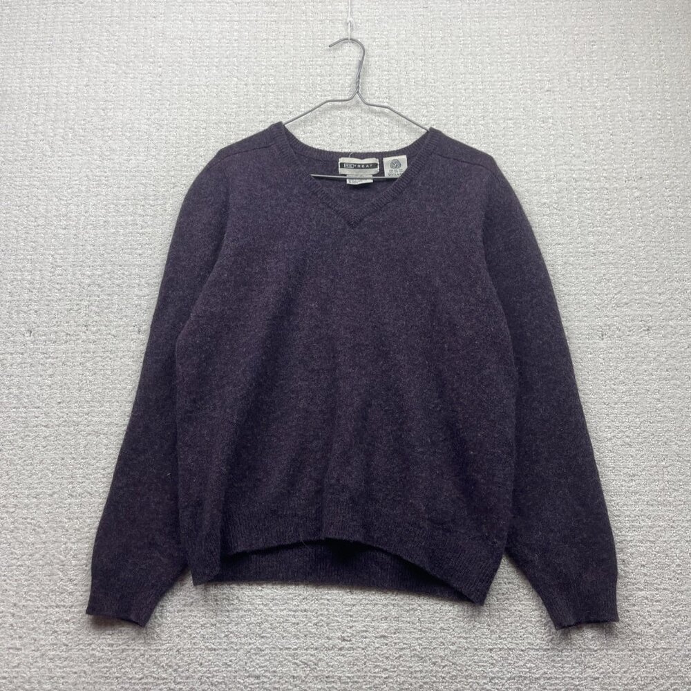 Retreat Sweater Wom XL Purple LambsWool Grandpa Pullover Jumper Knit Cozy Preppy